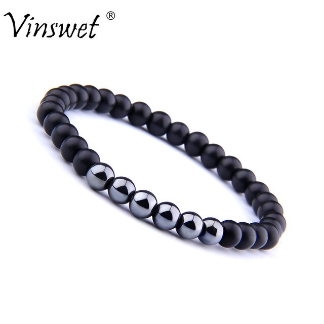 Bracelets extensibles Vintage bijoux en hématite perles en pierre naturelle