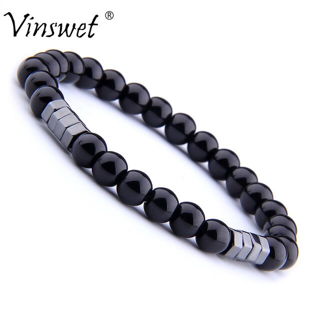 Bracelets extensibles Vintage bijoux en hématite perles en pierre naturelle