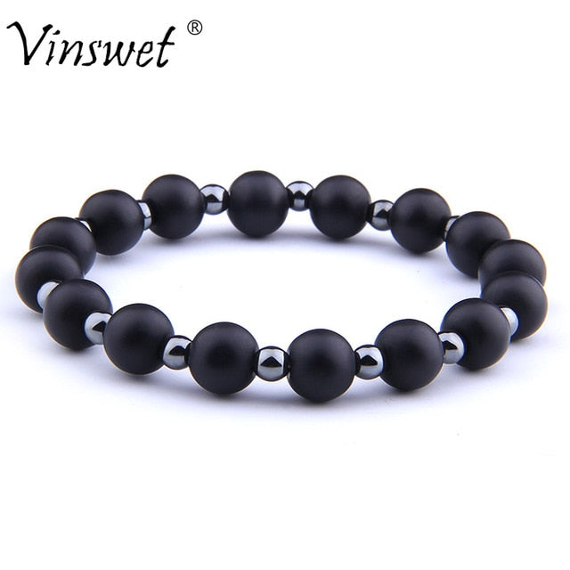 Bracelets extensibles Vintage bijoux en hématite perles en pierre naturelle