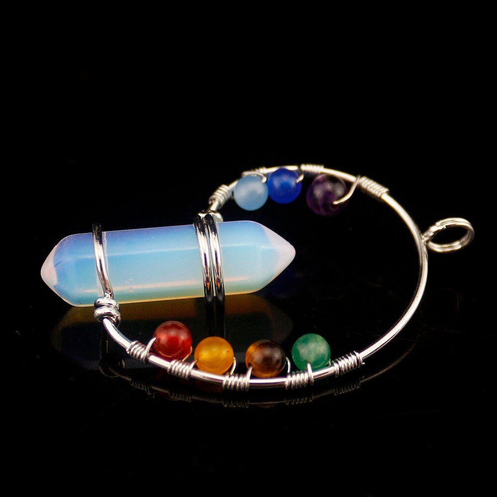Reiki guérison méditation pendentif véritable pierre naturelle 7 Chakra pendentifs hexagonaux