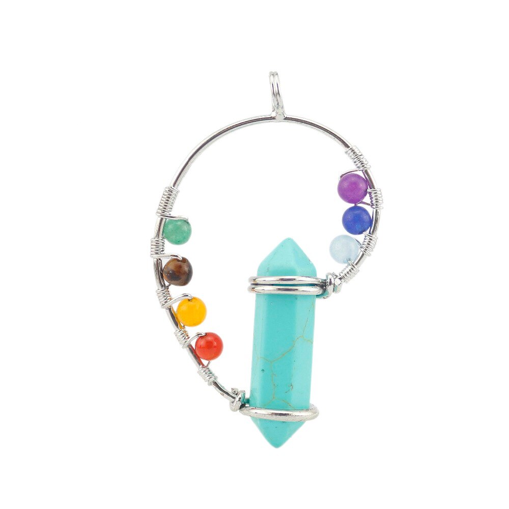 Reiki guérison méditation pendentif véritable pierre naturelle 7 Chakra pendentifs hexagonaux
