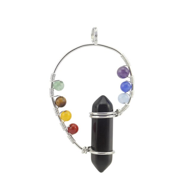 Reiki guérison méditation pendentif véritable pierre naturelle 7 Chakra pendentifs hexagonaux
