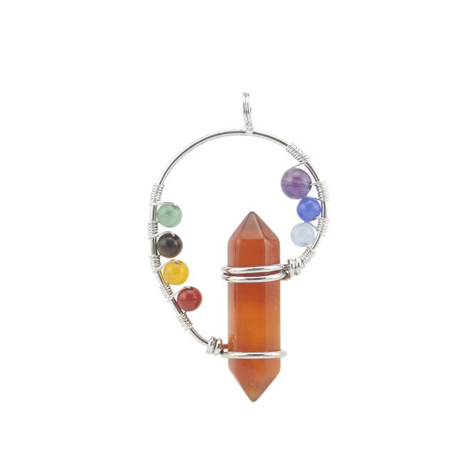 Reiki guérison méditation pendentif véritable pierre naturelle 7 Chakra pendentifs hexagonaux