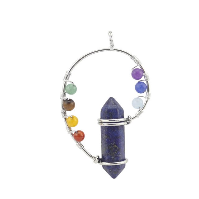 Reiki guérison méditation pendentif véritable pierre naturelle 7 Chakra pendentifs hexagonaux
