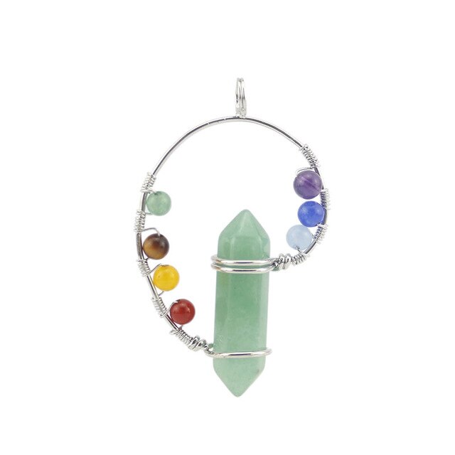 Reiki guérison méditation pendentif véritable pierre naturelle 7 Chakra pendentifs hexagonaux
