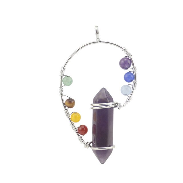 Reiki guérison méditation pendentif véritable pierre naturelle 7 Chakra pendentifs hexagonaux