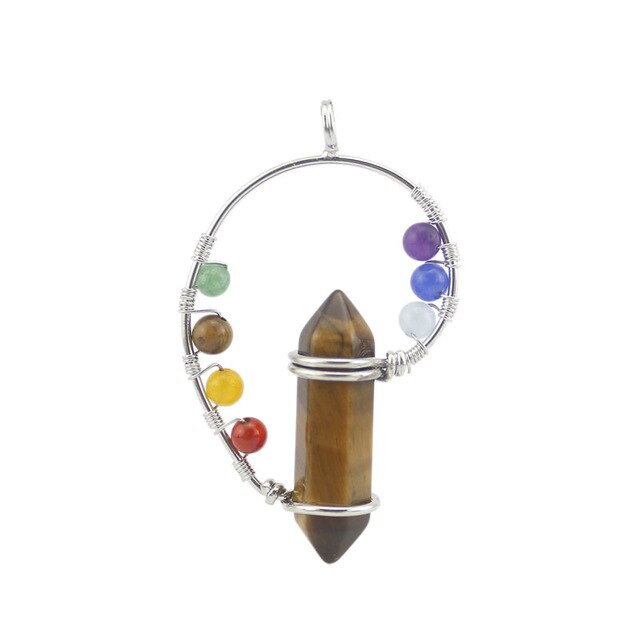 Reiki guérison méditation pendentif véritable pierre naturelle 7 Chakra pendentifs hexagonaux