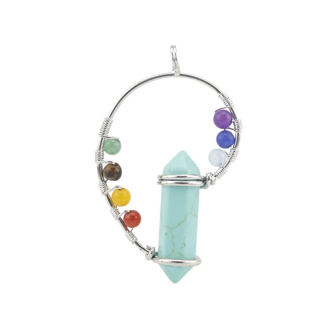 Reiki guérison méditation pendentif véritable pierre naturelle 7 Chakra pendentifs hexagonaux