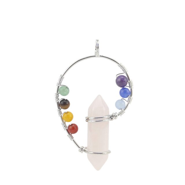 Reiki guérison méditation pendentif véritable pierre naturelle 7 Chakra pendentifs hexagonaux