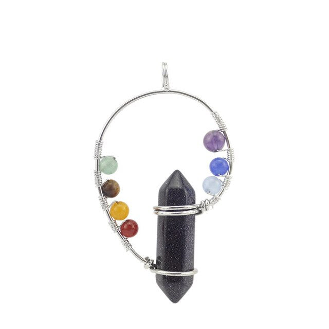 Reiki guérison méditation pendentif véritable pierre naturelle 7 Chakra pendentifs hexagonaux
