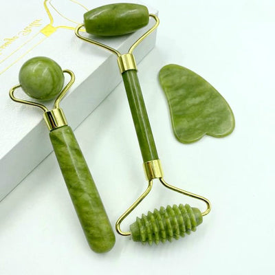 Herramienta de cuidado de la piel antiarrugas con rodillo de masaje facial de jade