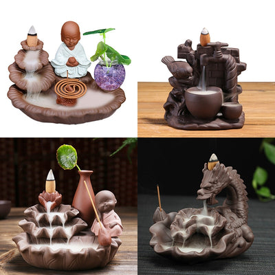 Encens en céramique moine, porte-encens bâtons à reflux, brûleur Lotus