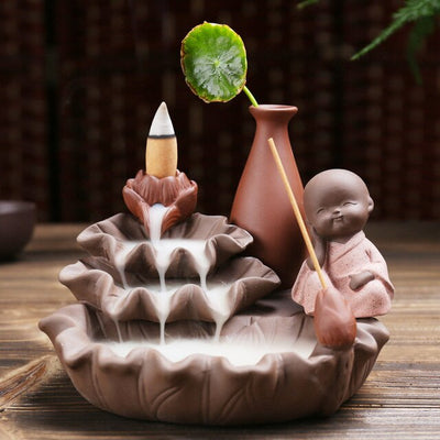Encens en céramique moine, porte-encens bâtons à reflux, brûleur Lotus