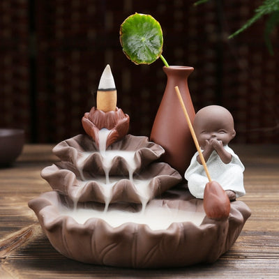 Encens en céramique moine, porte-encens bâtons à reflux, brûleur Lotus