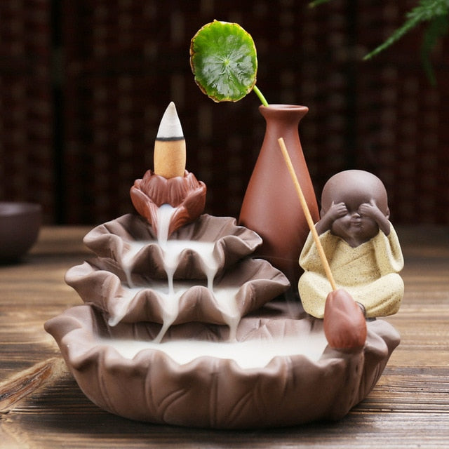 Encens en céramique moine, porte-encens bâtons à reflux, brûleur Lotus