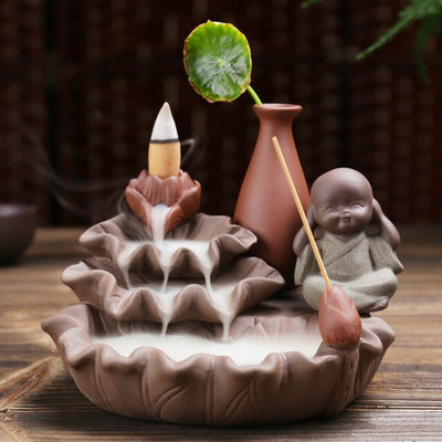 Encens en céramique moine, porte-encens bâtons à reflux, brûleur Lotus