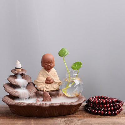 Encens en céramique moine, porte-encens bâtons à reflux, brûleur Lotus