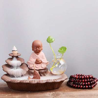 Encens en céramique moine, porte-encens bâtons à reflux, brûleur Lotus