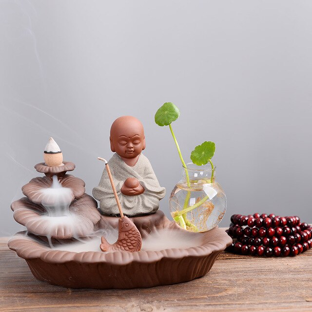 Encens en céramique moine, porte-encens bâtons à reflux, brûleur Lotus