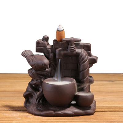 Encens en céramique moine, porte-encens bâtons à reflux, brûleur Lotus