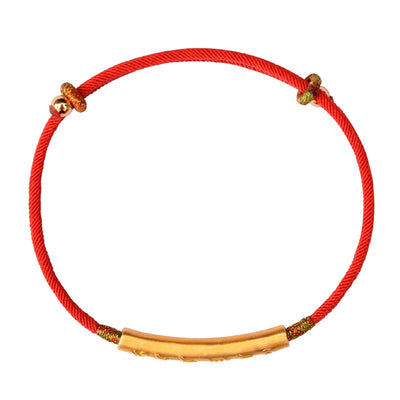 Bracelet fait à la main en argent Sterling 999, couleur or, fine, chaîne rouge