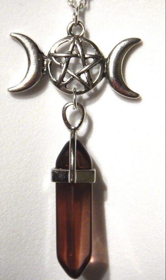 Pentagrama gótico Triple Luna Diosa Collar Bola Hexagonal Reiki Chakra