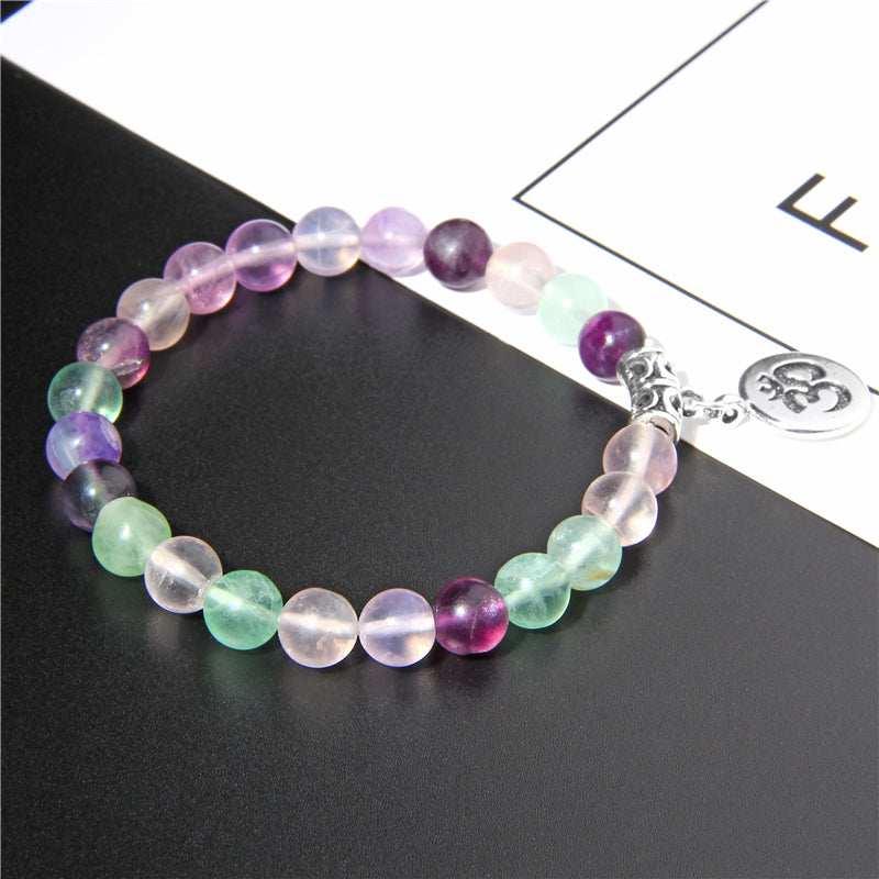 Bracelet à perles de Fluorite naturelle en pierre Chakra bijoux de guérison