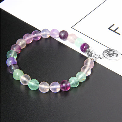 Chakra natural fluorita perla pulsera en Chakra joyas de sanación