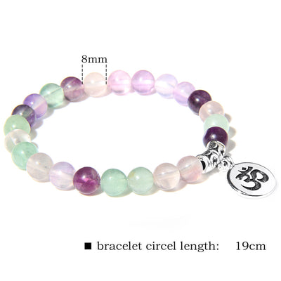 Chakra natural fluorita perla pulsera en Chakra joyas de sanación