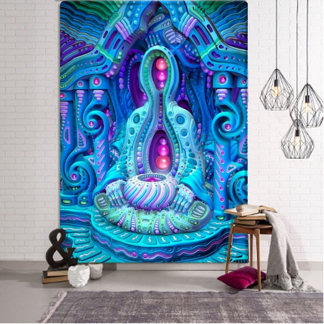 Inde Mandala bouddha Statue méditation 7 ChakraTarot tenture murale psychédéli