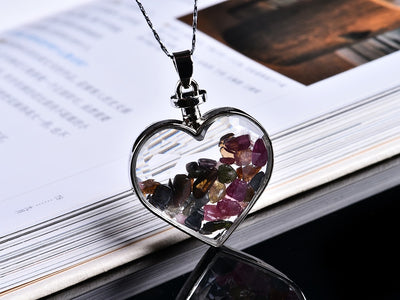 Bouteille à souhait en cristal naturel minéral pendentif en cœur