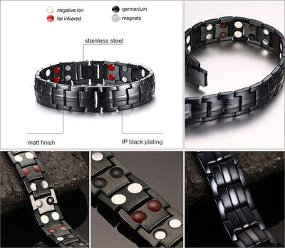 Bracelet magnétique en germanium et en acier inoxydable bijoux de charme pour énergie et santé