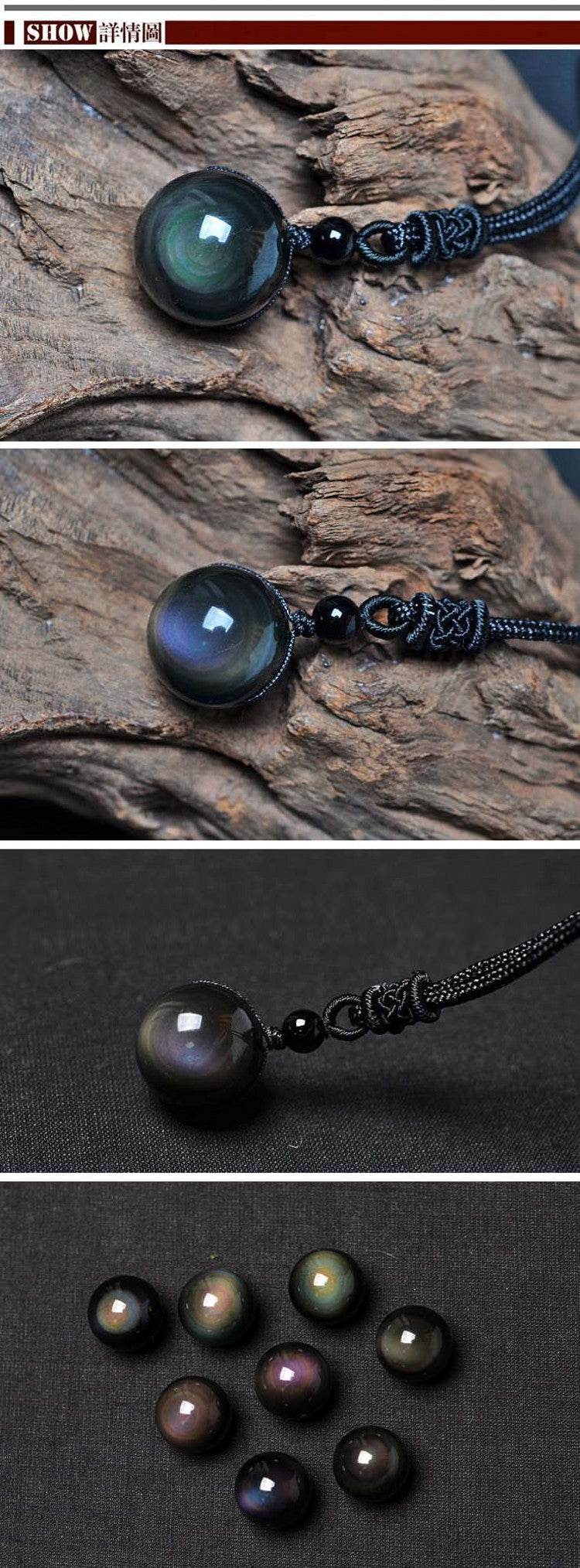 Collier pendentif en obsidienne naturelle bijou en forme d'arc-en-ciel pendentif en perle