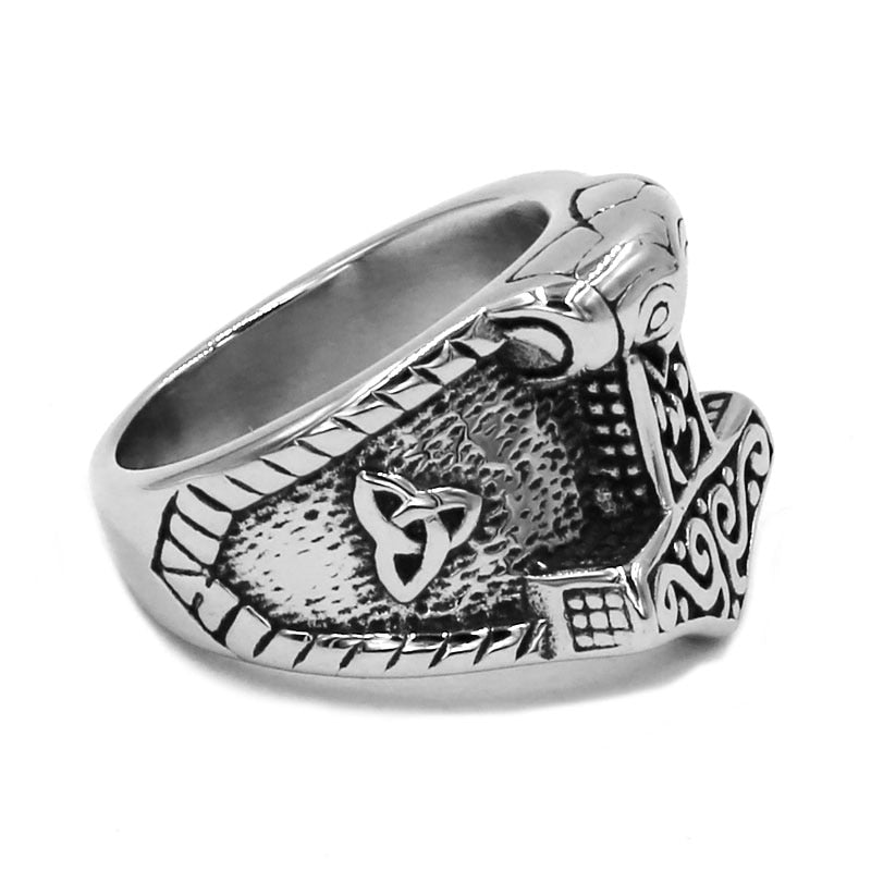 Tribal symbole mythe Thor marteau anneau en acier inoxydable bijoux nordique Viking