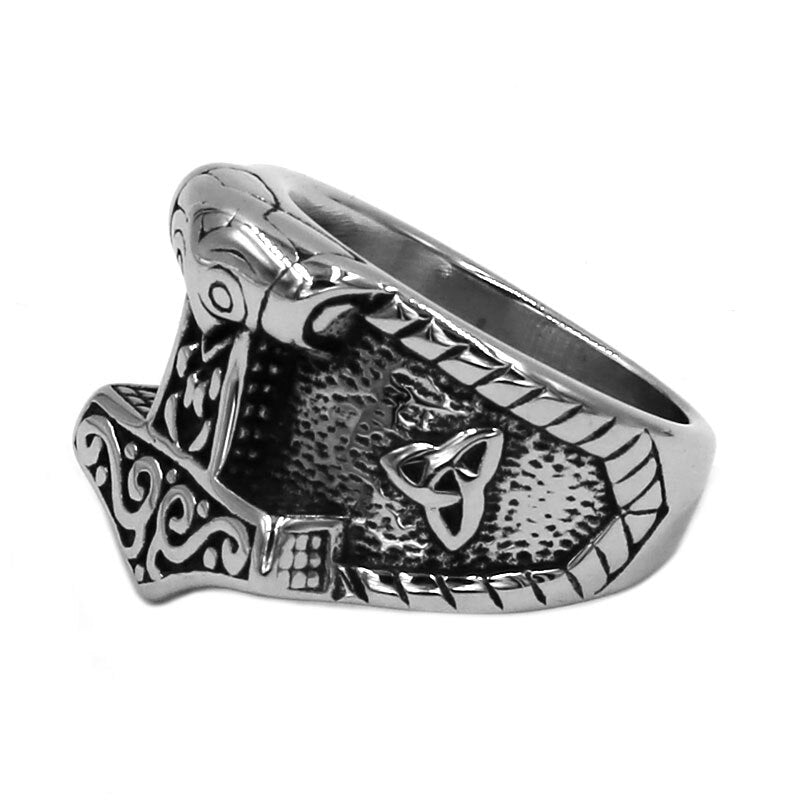 Tribal symbole mythe Thor marteau anneau en acier inoxydable bijoux nordique Viking