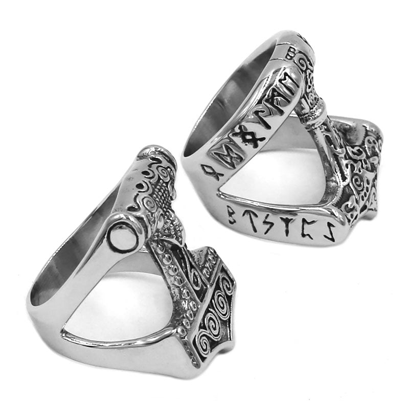 Tribal symbole mythe Thor marteau anneau en acier inoxydable bijoux nordique Viking