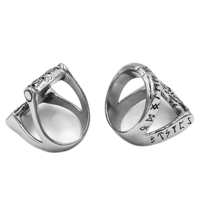 Tribal symbole mythe Thor marteau anneau en acier inoxydable bijoux nordique Viking