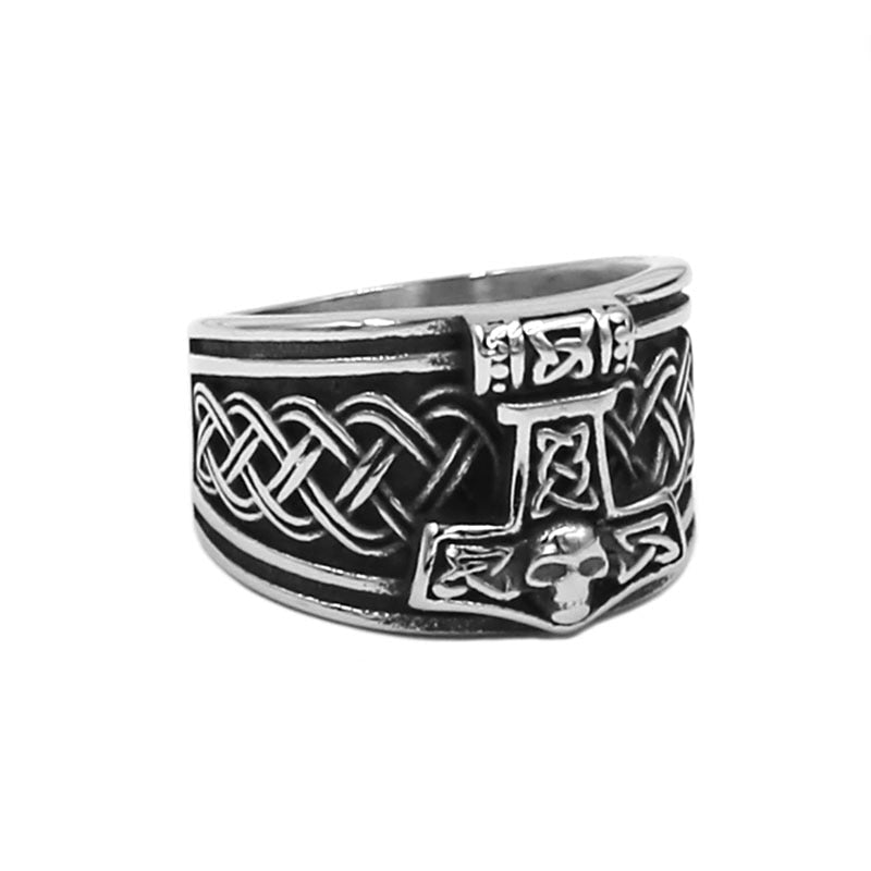 Tribal symbole mythe Thor marteau anneau en acier inoxydable bijoux nordique Viking