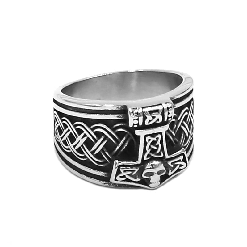 Tribal symbole mythe Thor marteau anneau en acier inoxydable bijoux nordique Viking