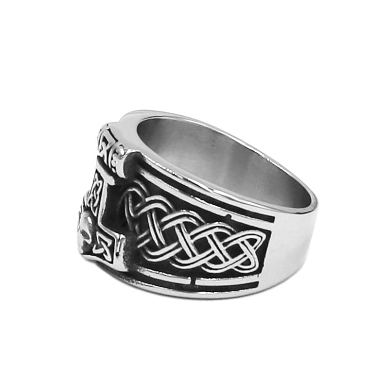 Tribal symbole mythe Thor marteau anneau en acier inoxydable bijoux nordique Viking