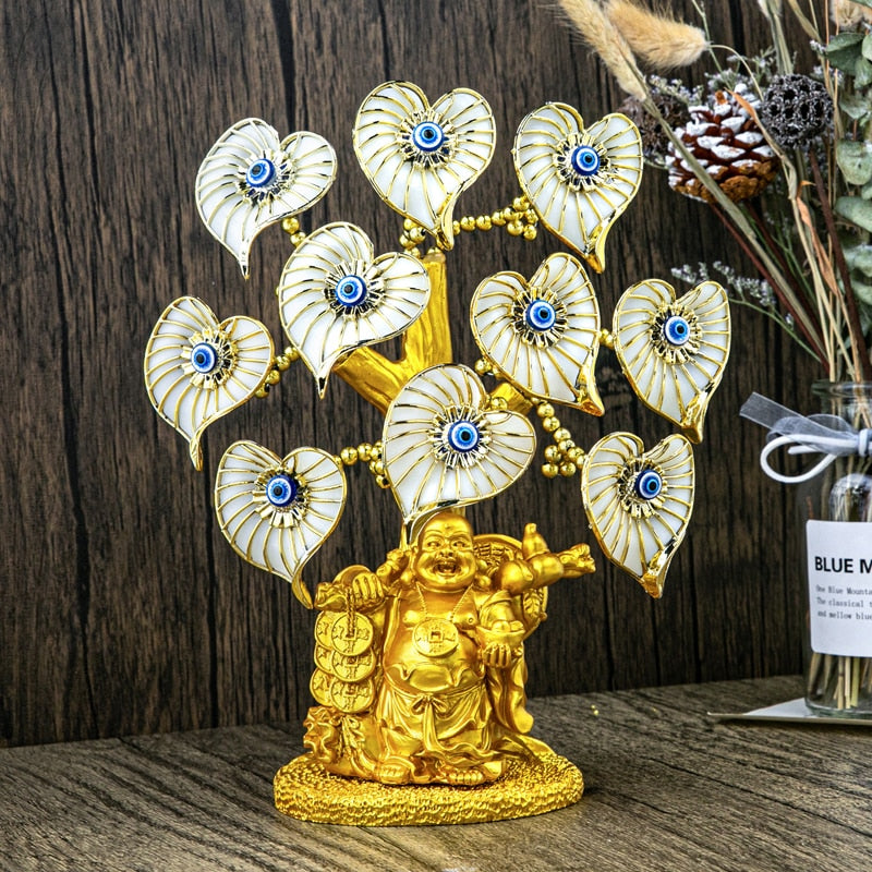 Arbre turc mauvais œil, avec Statue de bouddha doré peint