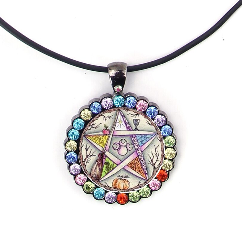 Pendentif pentacle de protection ésotérique plaqué argent et bronze - 4 modèles