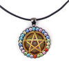 Pendentif pentacle de protection ésotérique plaqué argent et bronze - 4 modèles
