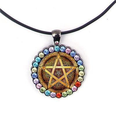 Pendentif pentacle de protection ésotérique plaqué argent et bronze - 4 modèles