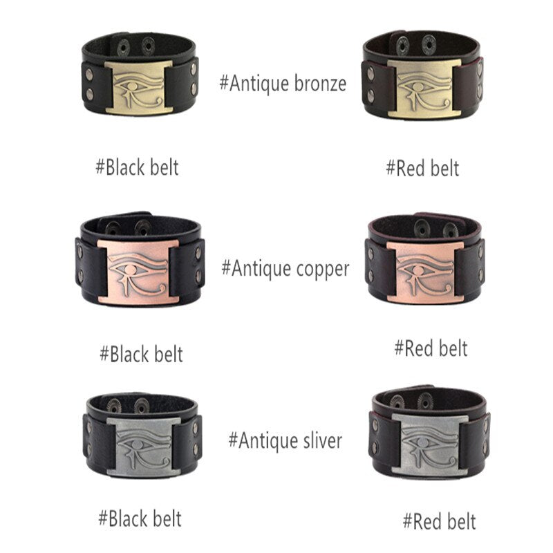 Bracelet en cuir Oeil d'Horus ajustable