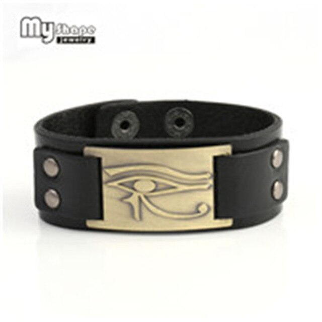Bracelet en cuir Oeil d'Horus ajustable