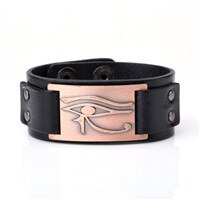Bracelet en cuir Oeil d'Horus ajustable