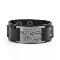Bracelet en cuir Oeil d'Horus ajustable