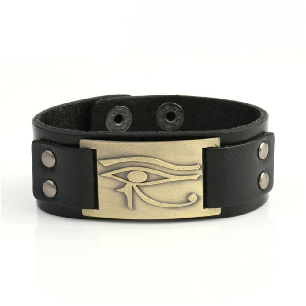 Bracelet en cuir Oeil d'Horus ajustable