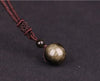 Colgante de piedra natural de obsidiana negra Collar con colgante de cristal de 16 mm Amuleto de la suerte